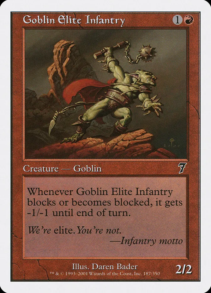 2001 Seventh Edition Goblin Elite Infantry common #187 common card image