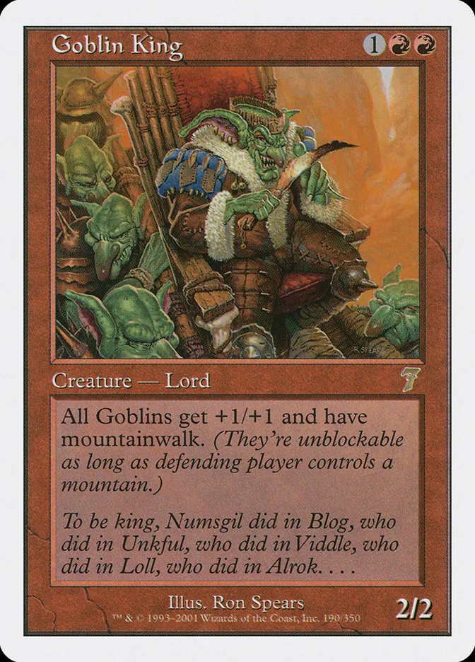 2001 Seventh Edition Goblin King rare #190 rare card image