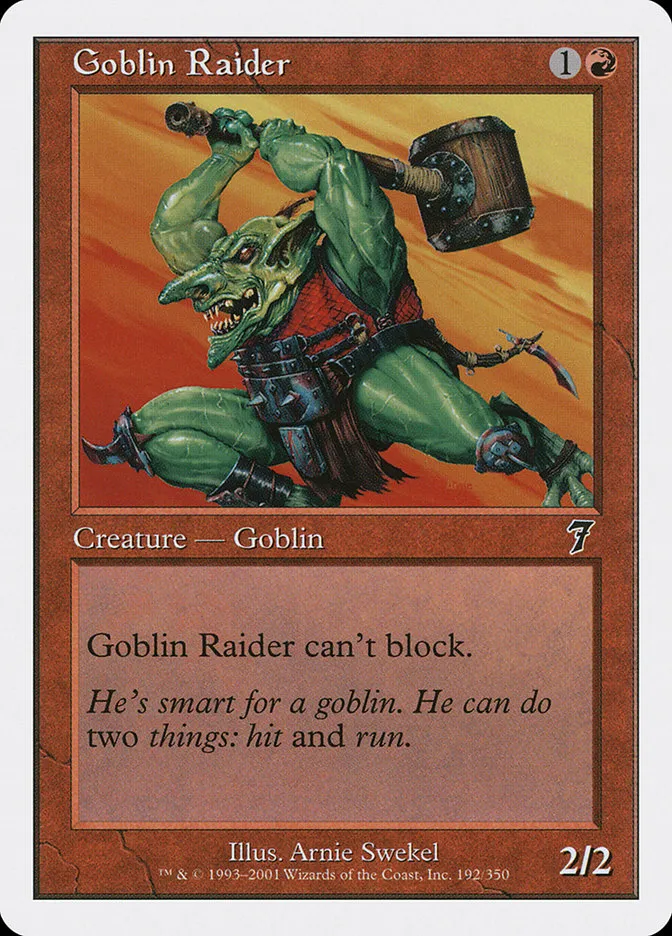 2001 Seventh Edition Goblin Raider #192 common card image