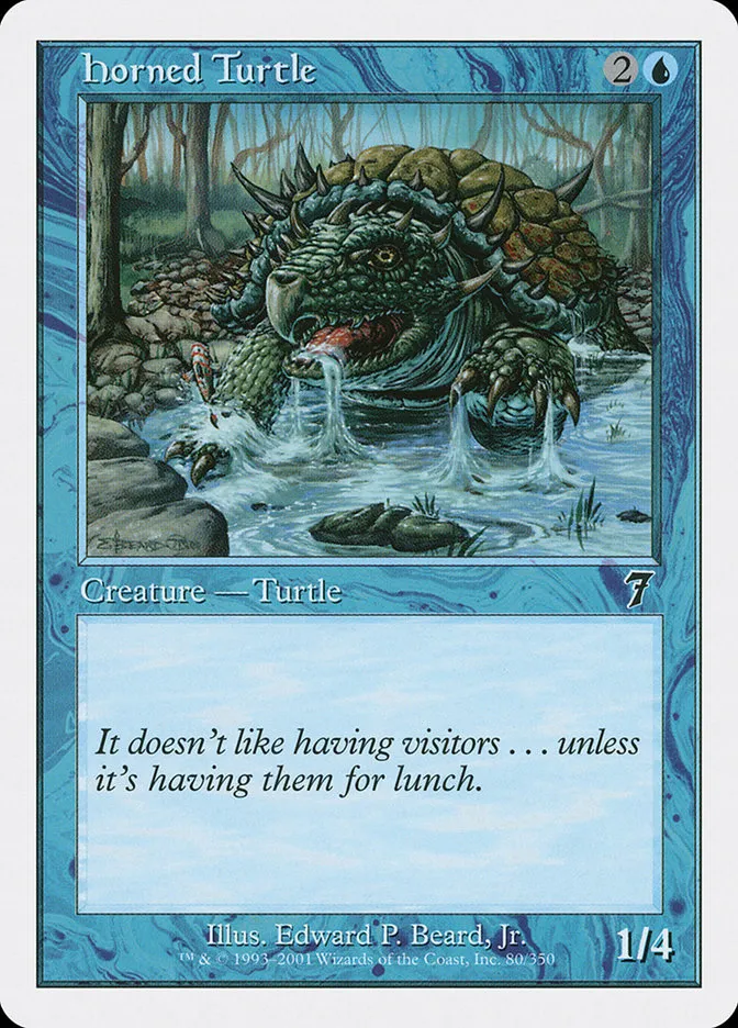 2001 Seventh Edition Horned Turtle common #80 common card image