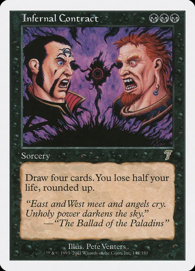 2001 Seventh Edition Infernal Contract rare #143 rare card image