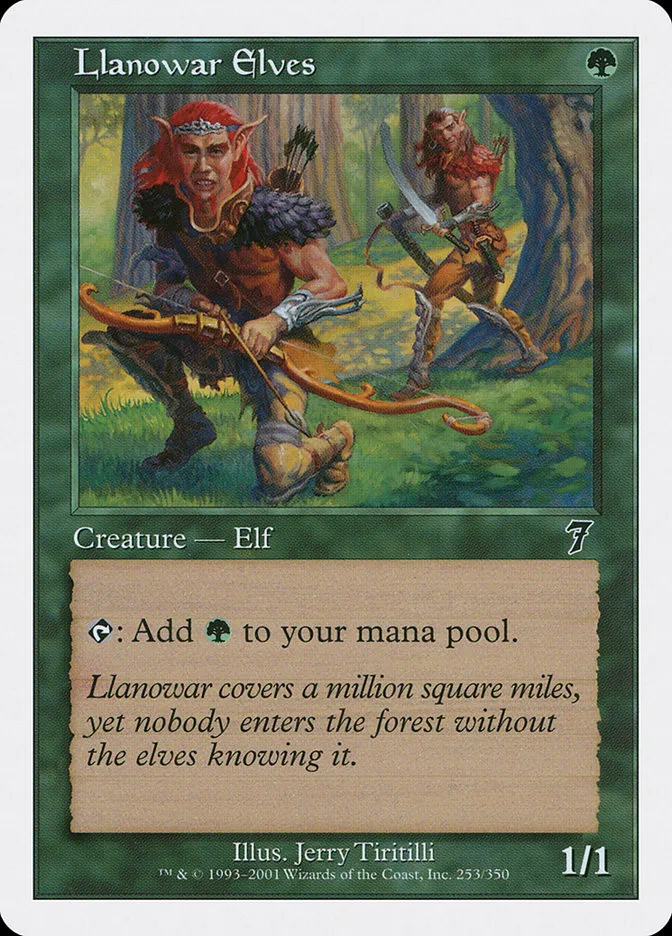 2001 Seventh Edition Llanowar Elves common #253 common card image