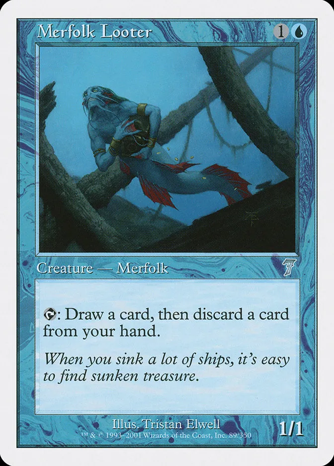 2001 Seventh Edition Merfolk Looter #89 uncommon card image