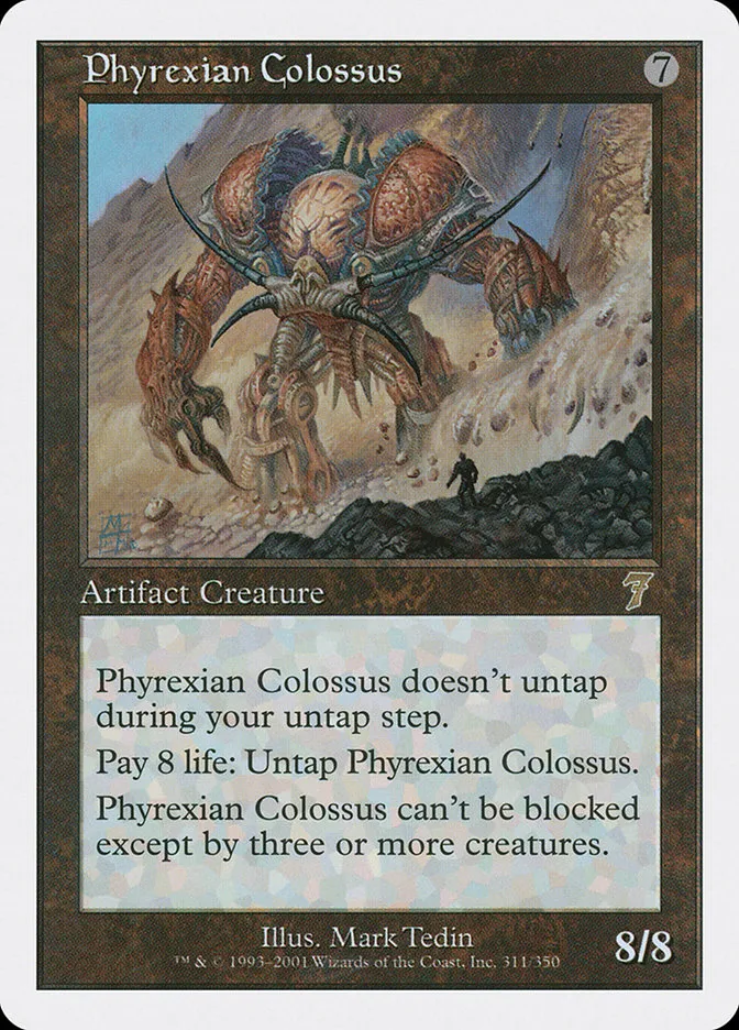 2001 Seventh Edition Phyrexian Colossus rare #311 rare card image