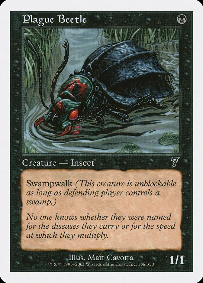 2001 Seventh Edition Plague Beetle common #155 common card image