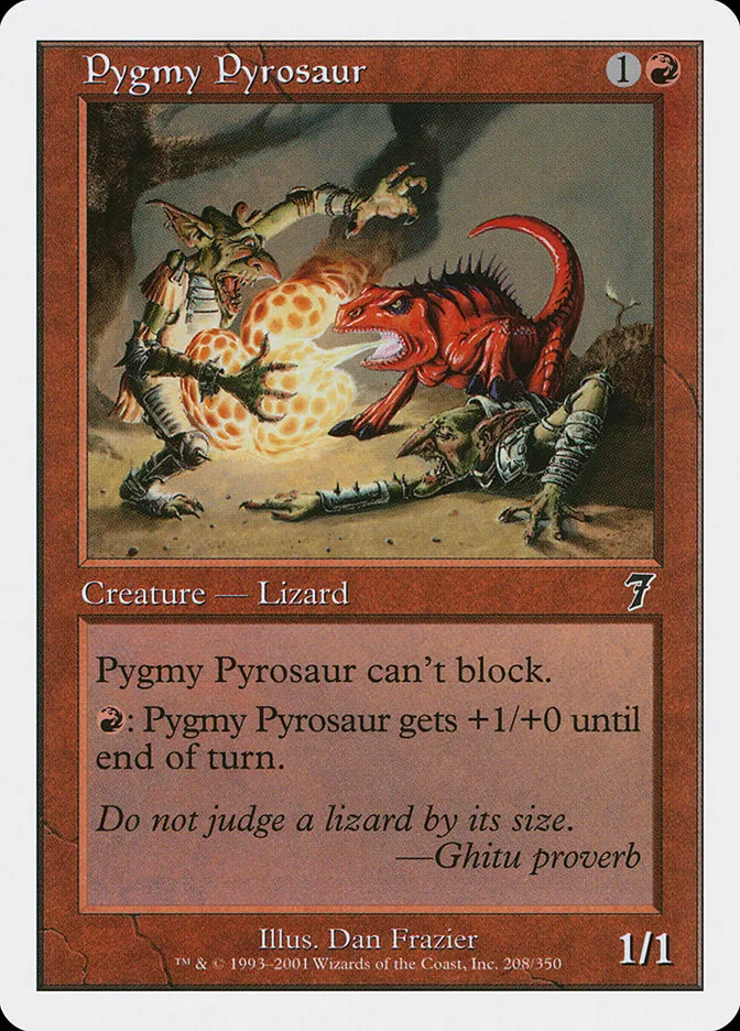 2001 Seventh Edition Pygmy Pyrosaur common #208 common card image