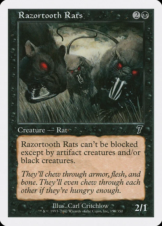 2001 Seventh Edition Razortooth Rats common #158 common card image