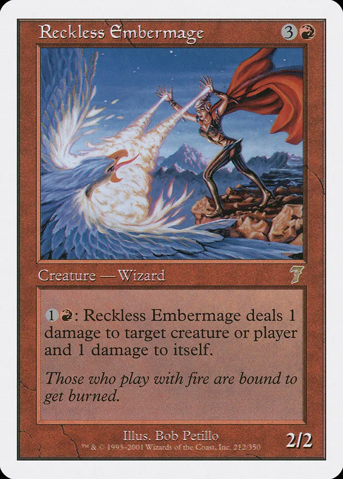 2001 Seventh Edition Reckless Embermage rare #212 rare card image