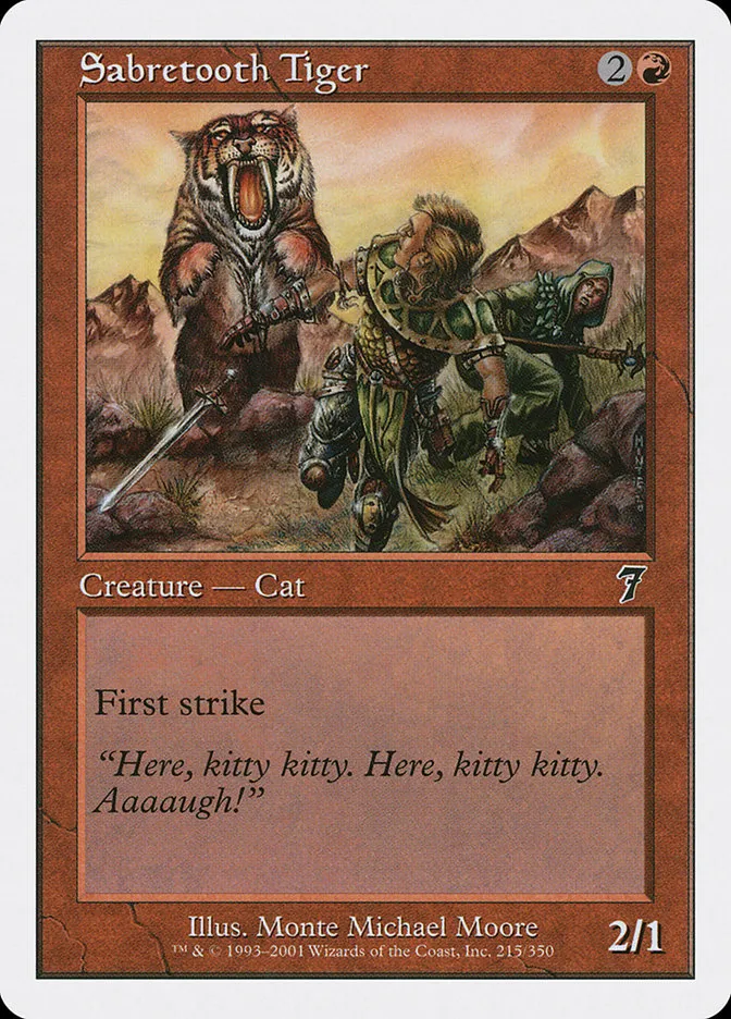 2001 Seventh Edition Sabretooth Tiger common #215 common card image