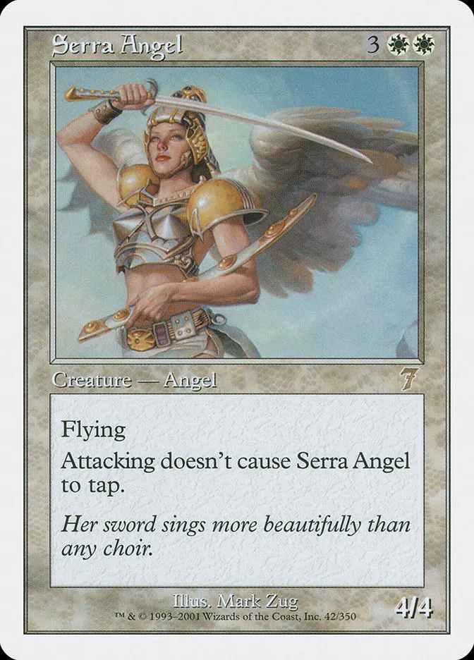 2001 Seventh Edition Serra Angel #42 rare card image
