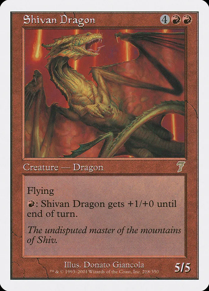2001 Seventh Edition Shivan Dragon rare #218 rare card image