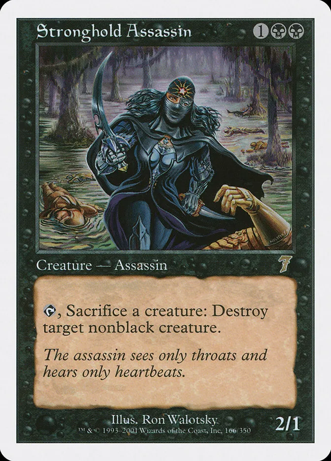 2001 Seventh Edition Stronghold Assassin rare #166 rare card image