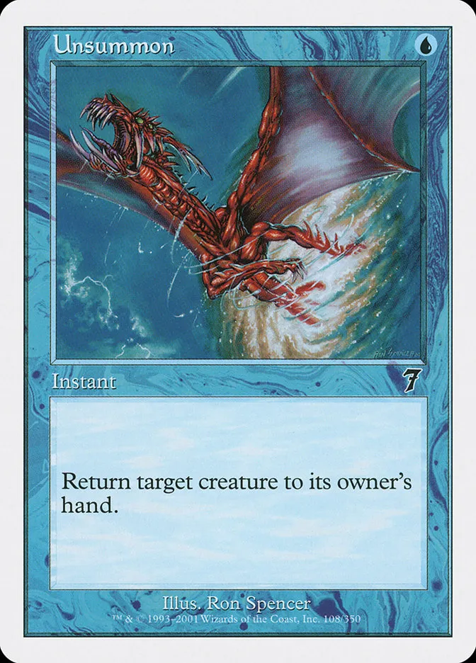 2001 Seventh Edition Unsummon common #108 common card image