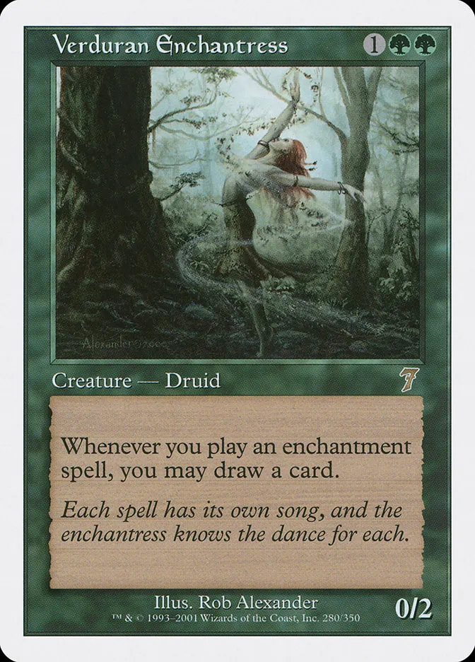 2001 Seventh Edition Verduran Enchantress #280 rare card image