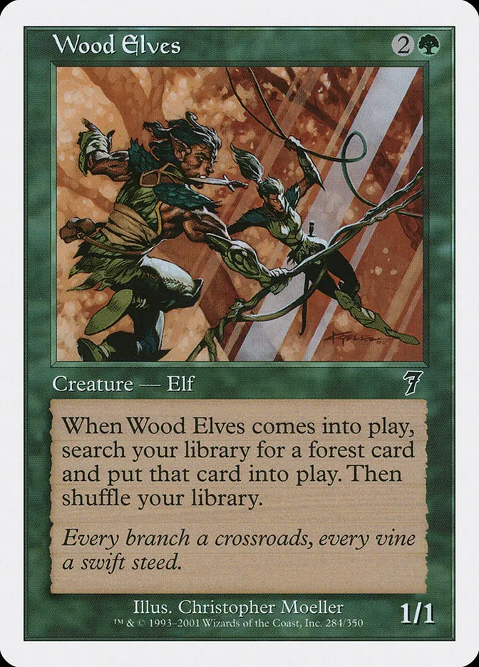 2001 Seventh Edition Wood Elves common #284 common card image