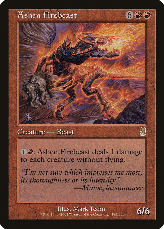 2001 Odyssey Ashen Firebeast #174 rare card image