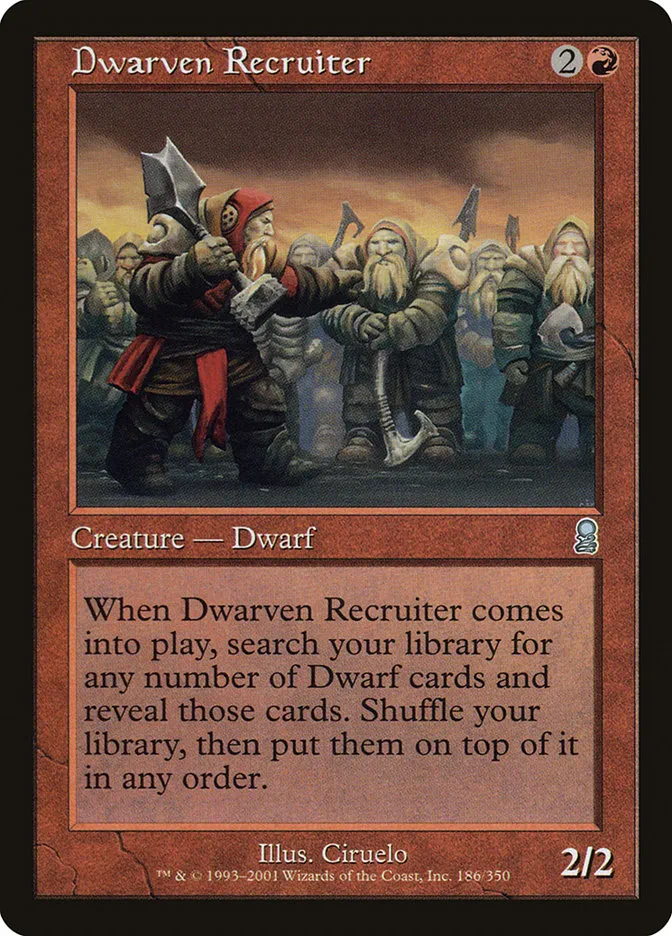 2001 Odyssey Dwarven Recruiter #186 uncommon card image