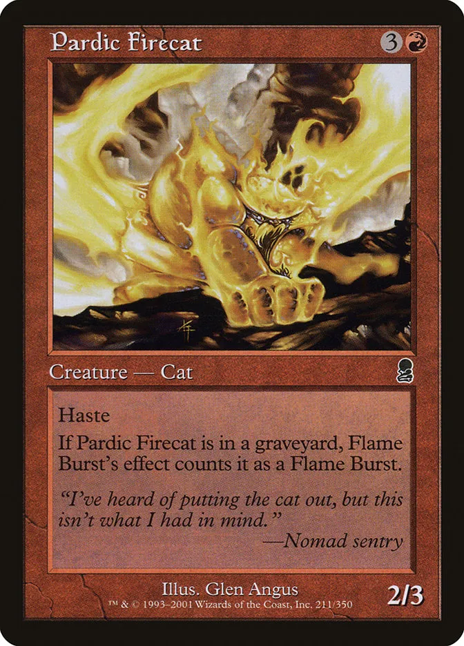 2001 Odyssey Pardic Firecat common #211 common card image