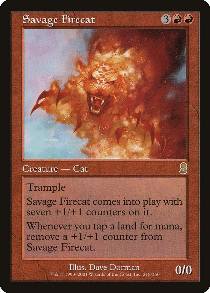 2001 Odyssey Savage Firecat #218 rare card image