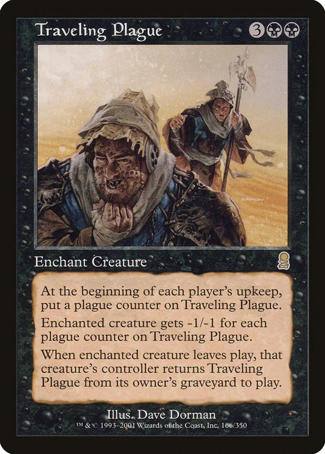 2001 Odyssey Traveling Plague #166 rare card image
