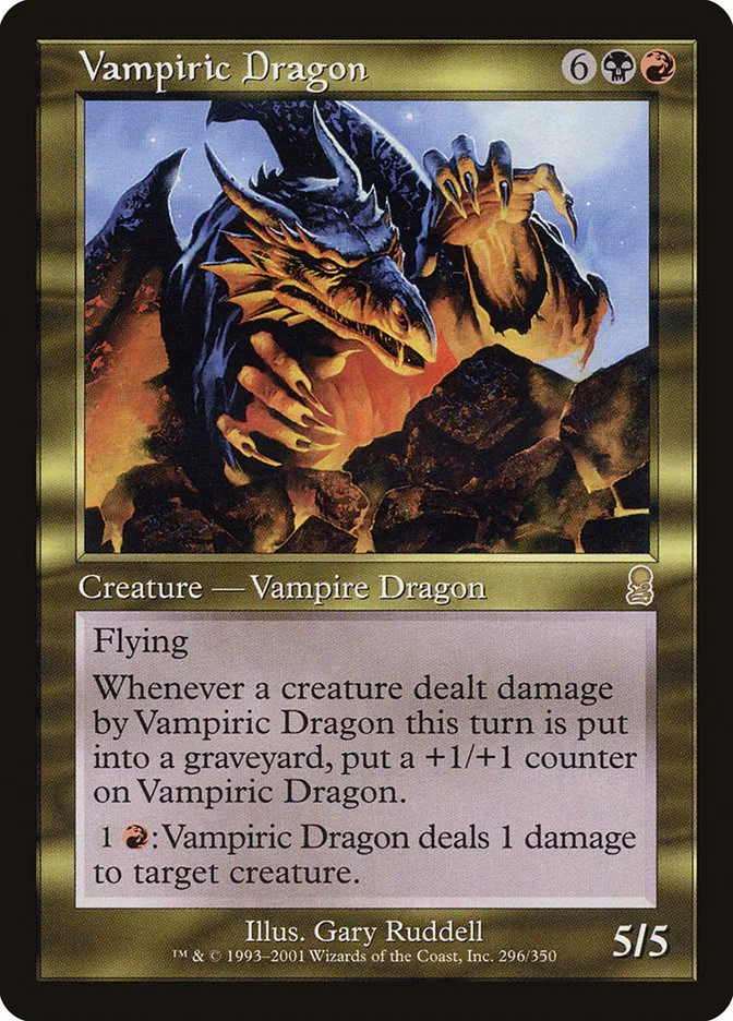 2001 Odyssey Vampiric Dragon #296 rare card image