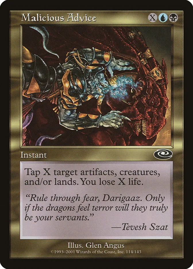 2001 Planeshift Malicious Advice common #114 common card image