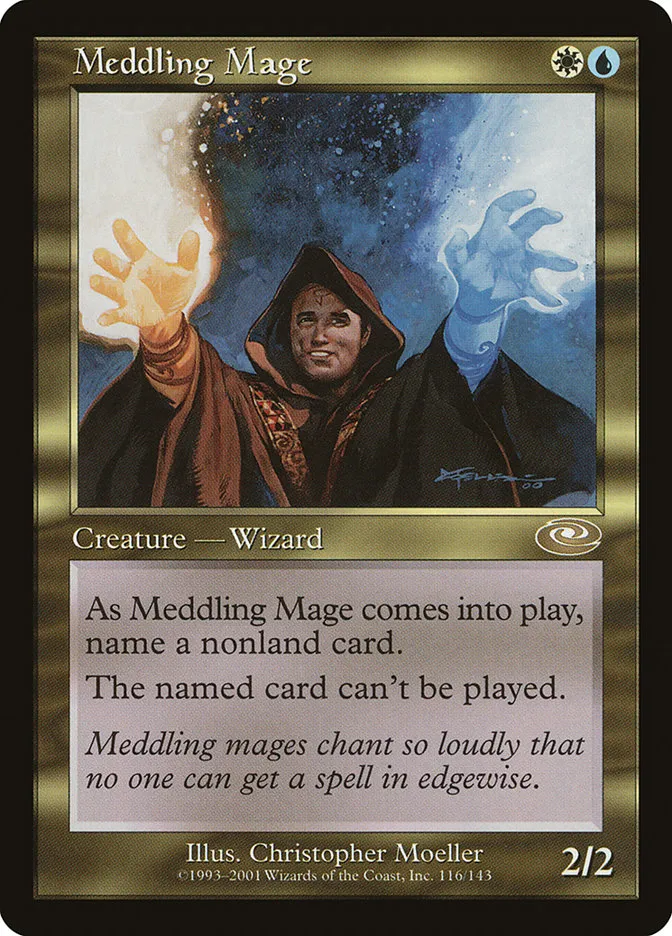 2001 Planeshift Meddling Mage rare #116 rare card image