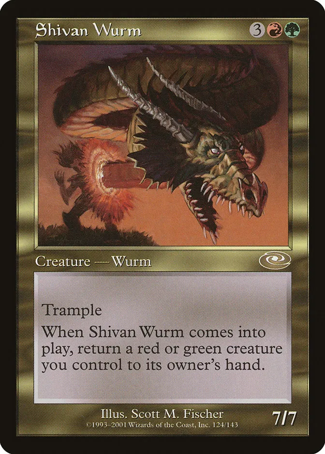 2001 Planeshift Shivan Wurm rare #124 rare card image
