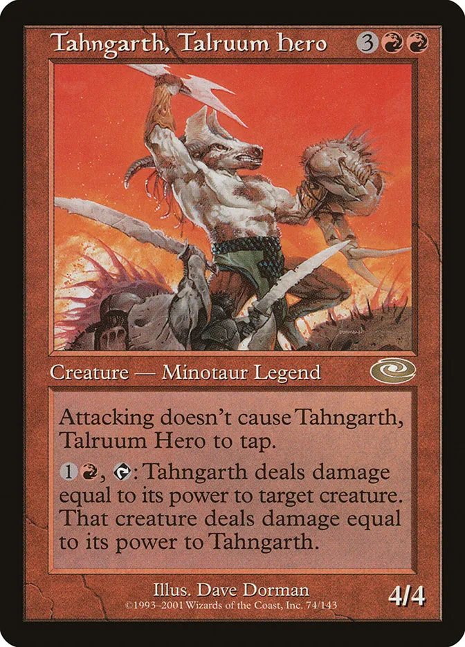 2001 Planeshift Tahngarth, Talruum Hero rare #74 rare card image
