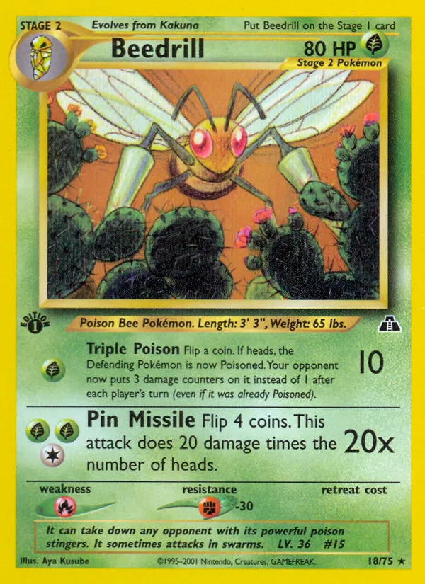 2001 Neo Discovery Beedrill Rare #18/75 Rare card image
