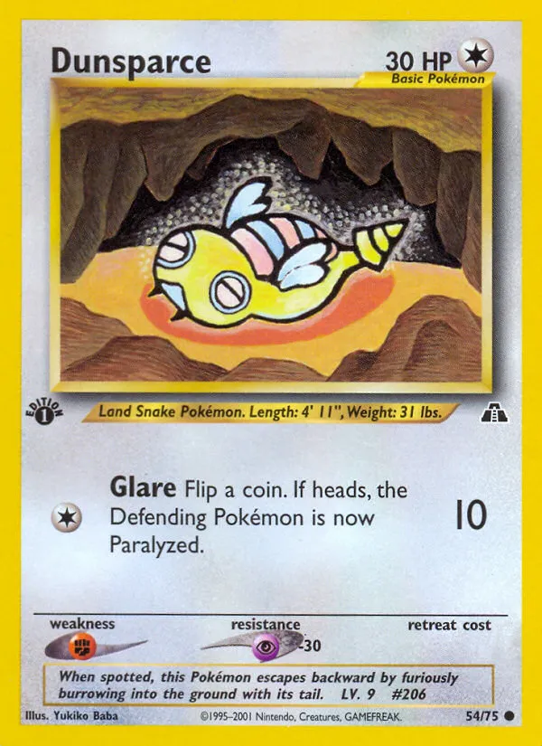 2001 Neo Discovery Dunsparce Common #54/75 Common card image