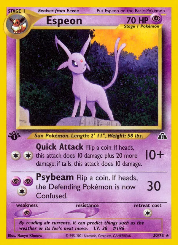 2001 Neo Discovery Espeon #20/75 Rare card image