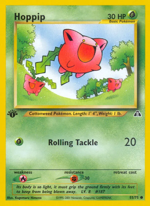 2001 Neo Discovery Hoppip Common #55/75 Common card image