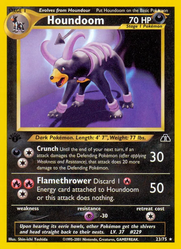 2001 Neo Discovery Houndoom #23/75 Rare card image