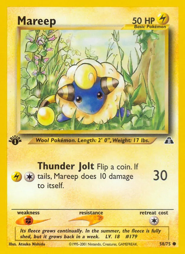 2001 Neo Discovery Mareep Common #58/75 Common card image