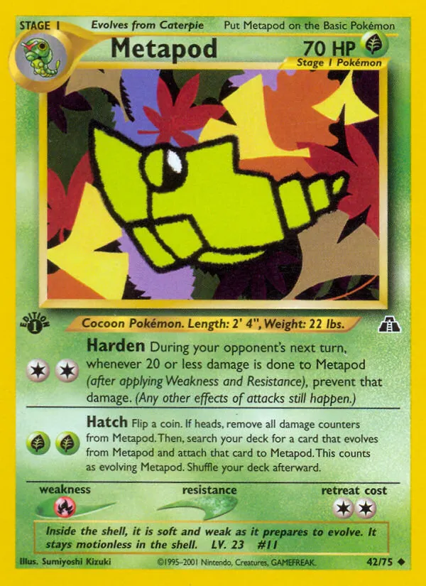 2001 Neo Discovery Metapod Uncommon #42/75 Uncommon card image