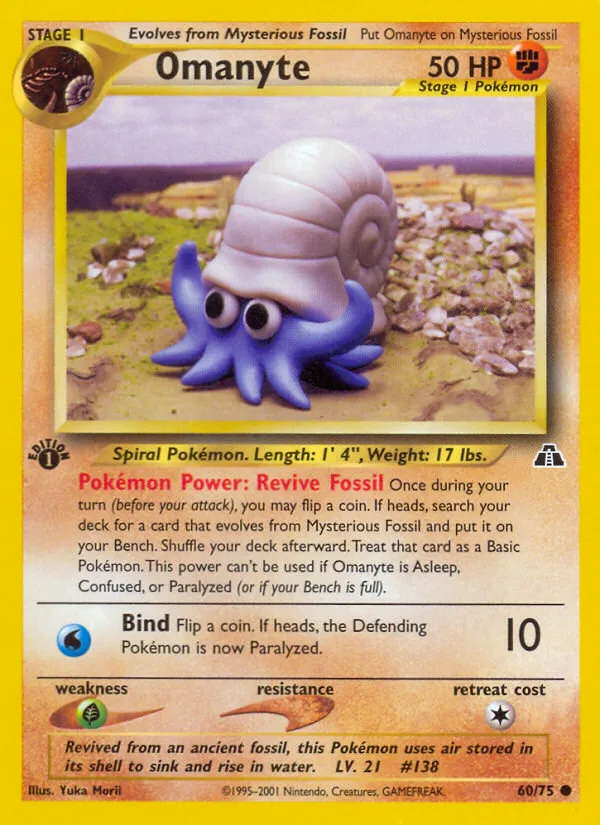 2001 Neo Discovery Omanyte Common #60/75 Common card image