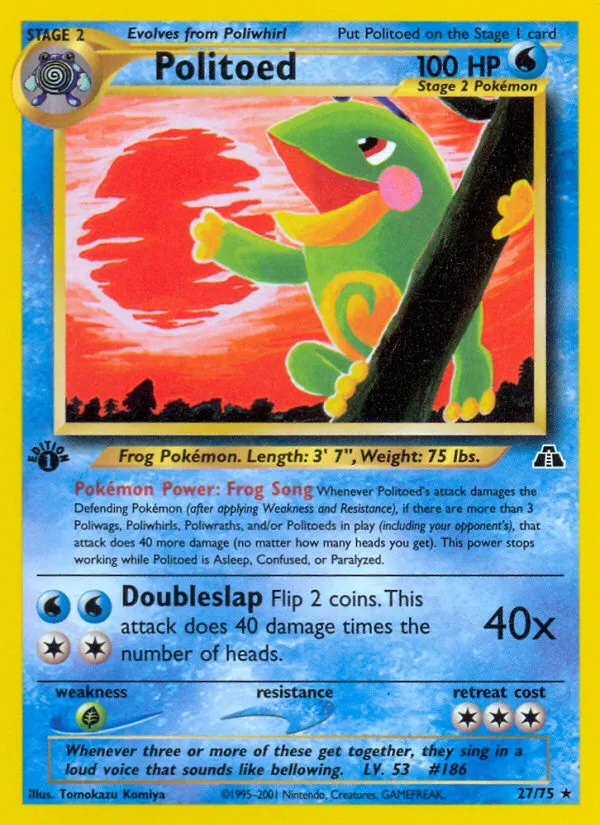 2001 Neo Discovery Politoed #08/75 Rare Holo card image
