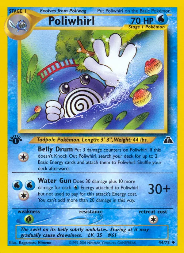 2001 Neo Discovery Poliwhirl #44/75 Uncommon card image