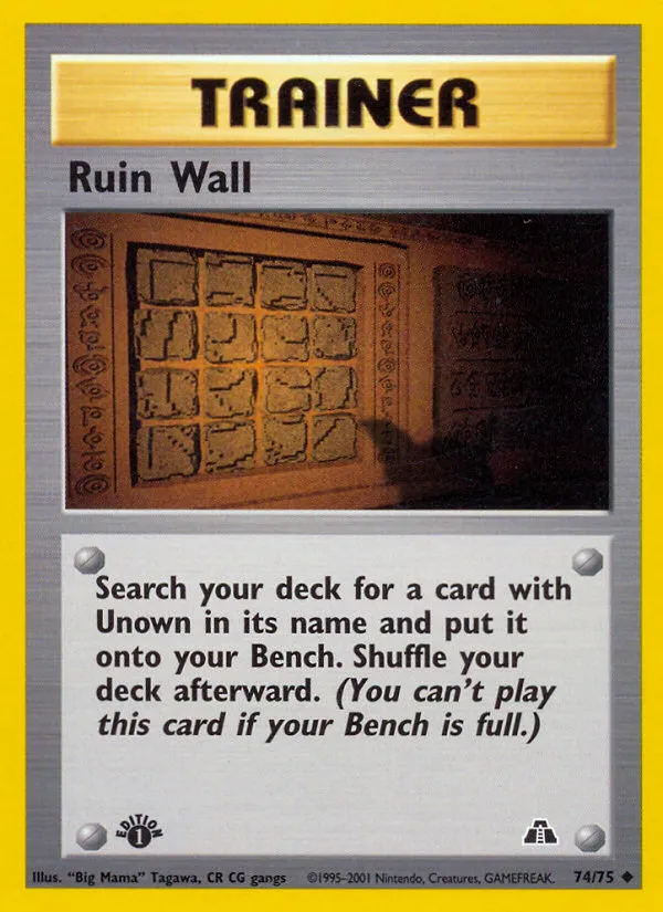 2001 Neo Discovery Ruin Wall #74/75 Uncommon card image