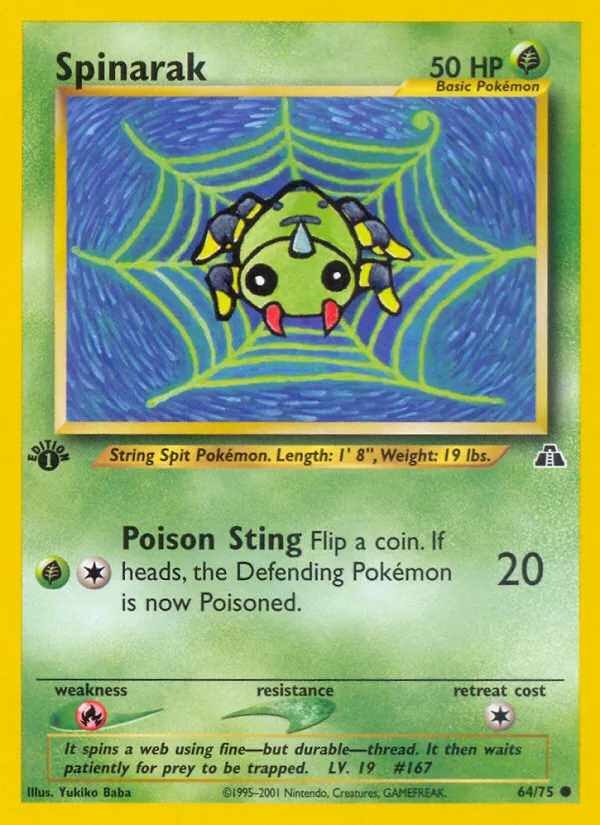 2001 Neo Discovery Spinarak Common #64/75 Common card image