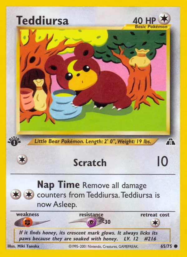 2001 Neo Discovery Teddiursa Common #65/75 Common card image