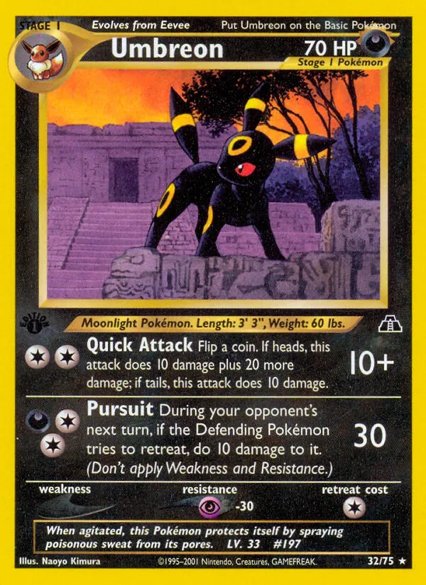 2001 Neo Discovery Umbreon #32/75 Rare card image