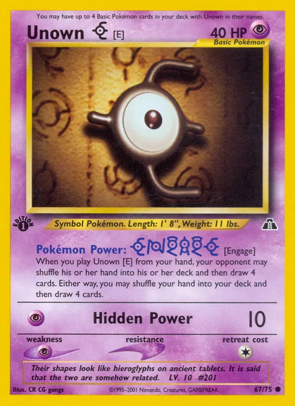 2001 Neo Discovery Unown [E] Common #67/75 Common card image