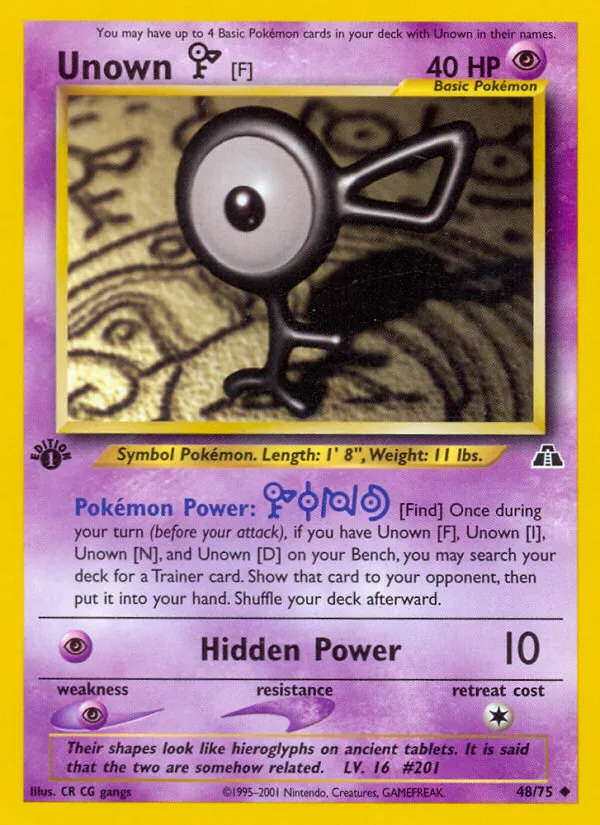 2001 Neo Discovery Unown [F] #48/75 Uncommon card image