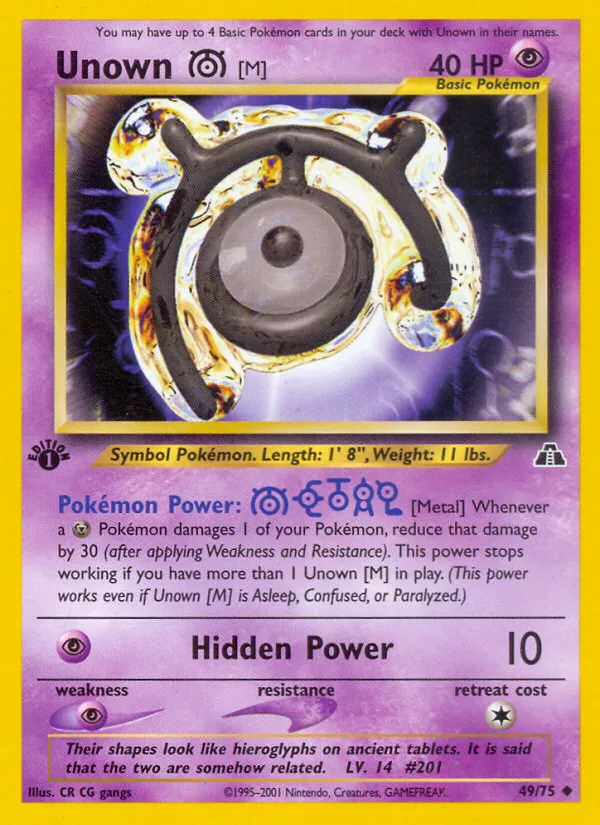 2001 Neo Discovery Unown [M] #49/75 Uncommon card image
