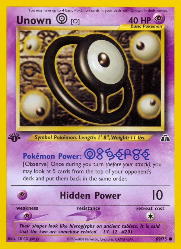 2001 Neo Discovery Unown [O] #69/75 Common card image