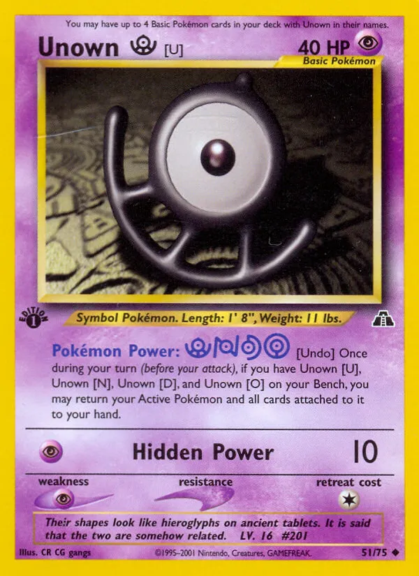 2001 Neo Discovery Unown [U] #51/75 Uncommon card image