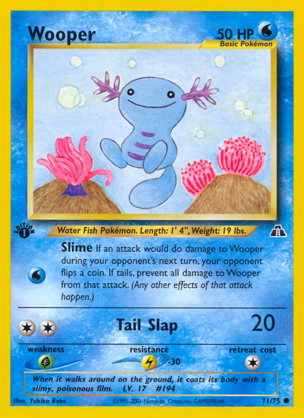2001 Neo Discovery Wooper Common #71/75 Common card image