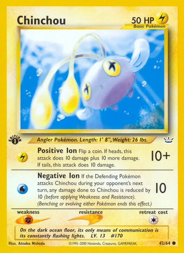 2001 Neo Revelation Chinchou #42/64 Common card image